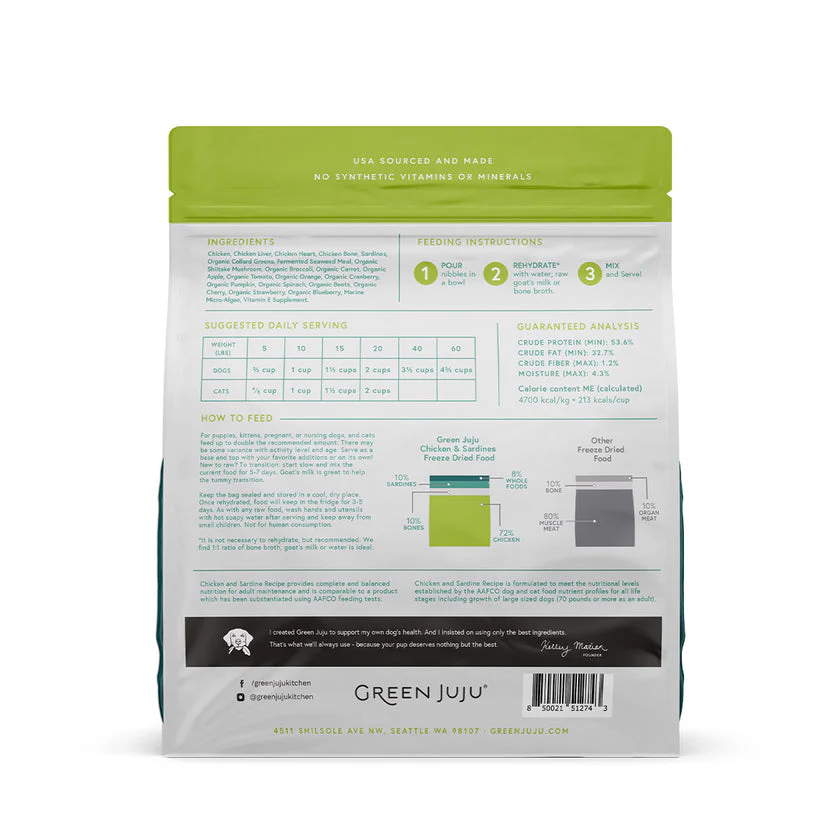 Green Juju Extras Chicken & Sardine – Complete & Balanced Freeze-Dried Meal - Image 4